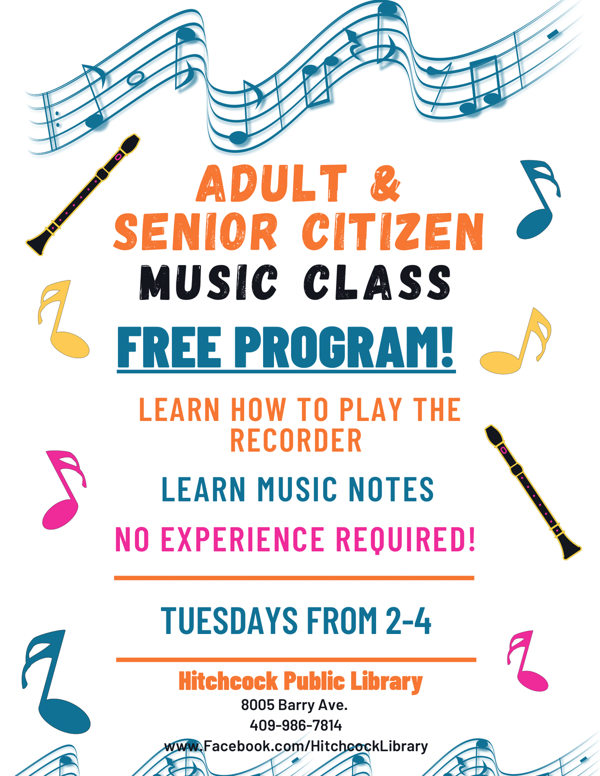 Adult Music Class โ Genevieve Miller Hitchcock Public Library